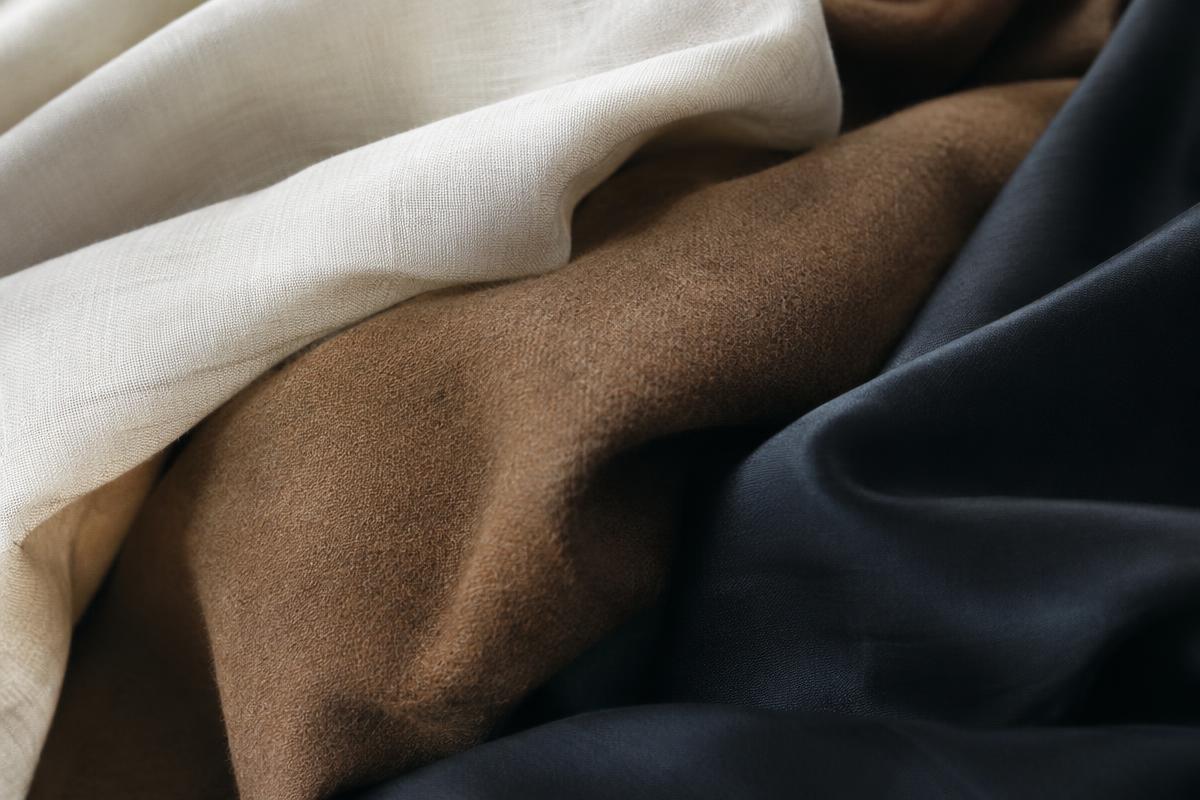 Layered linen, wool and silk fabrics